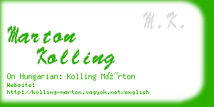 marton kolling business card